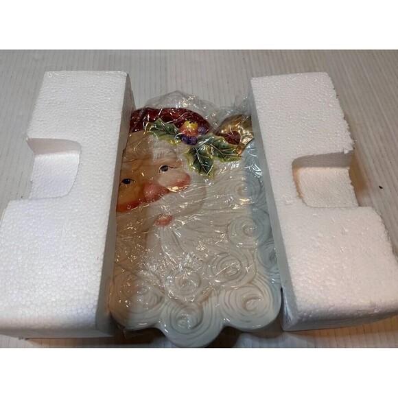 Vntg Fitz & Floyd Canape/Candy Plate Santa Face Christmas Holiday Collection Box - Picture 2 of 5
